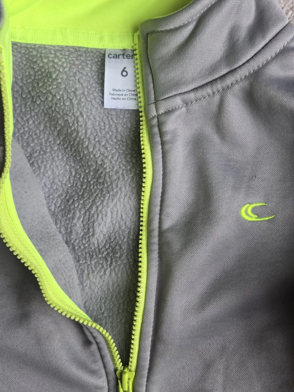 Children's Grey Jacket with Neon Yellow Trim - Carter's